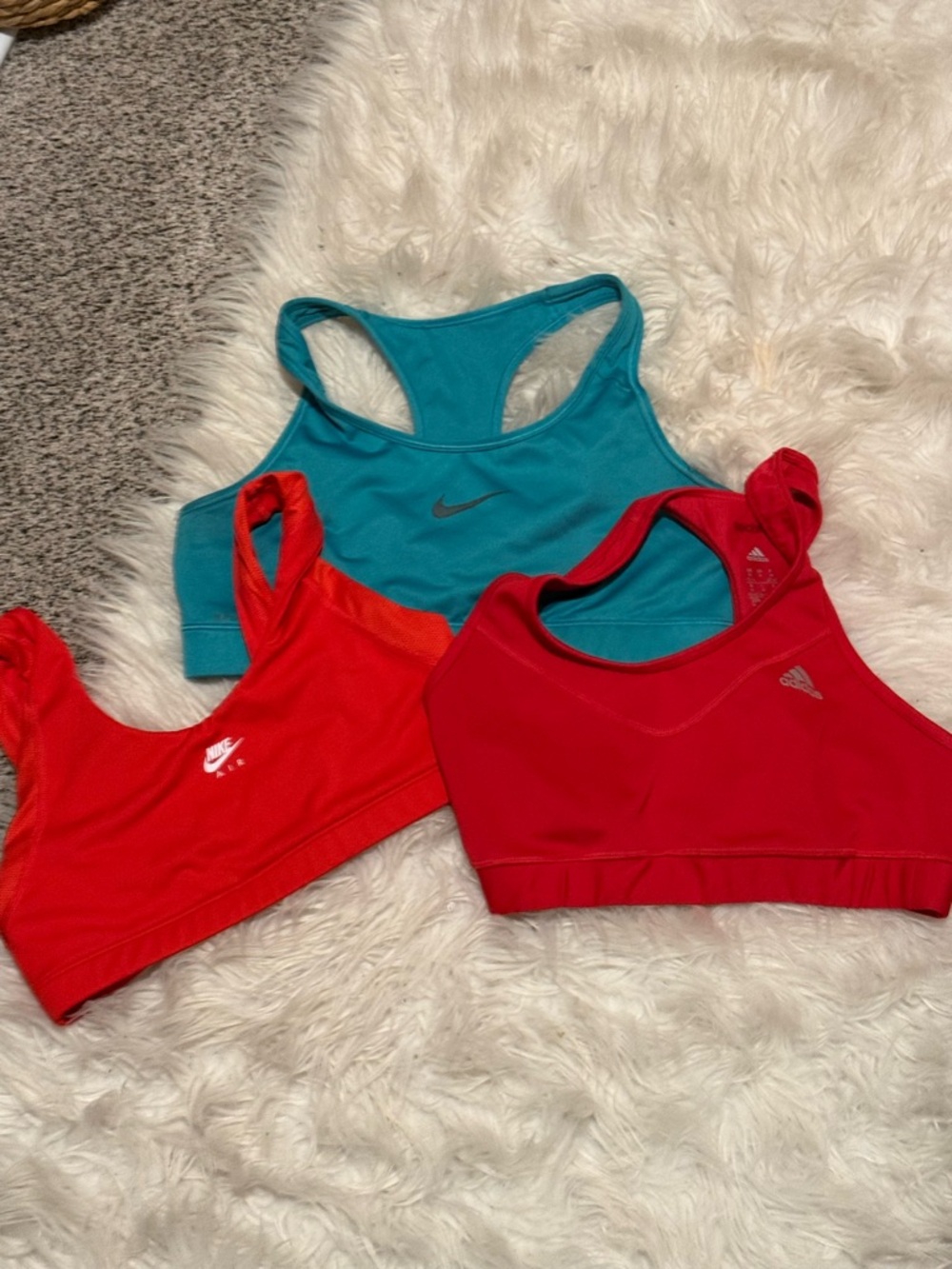 Nike & Adidas Sports Bras Set - Teal, Red
